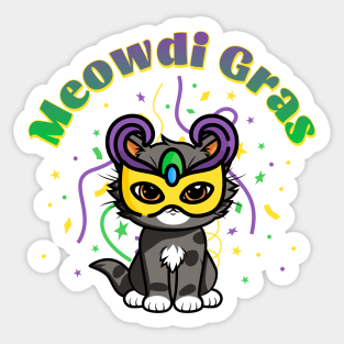 Meowdi Mardi Gras Cat Sticker